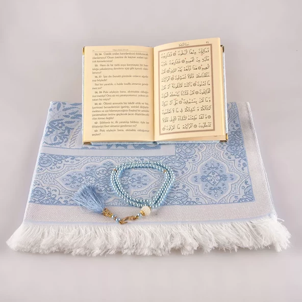 Yasin +  Seccade +  Tesbih Hediye Seti (Çanta Boy, Raşel Cilt, ŞemsLafzatullah, Bebe Mavi) - Resim 2