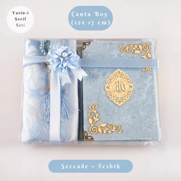 Yasin +  Seccade +  Tesbih Hediye Seti (Çanta Boy, Raşel Cilt, ŞemsLafzatullah, Bebe Mavi) ürün görseli 1