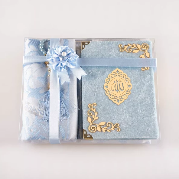 Yasin +  Seccade +  Tesbih Hediye Seti (Çanta Boy, Raşel Cilt, ŞemsLafzatullah, Bebe Mavi) - Resim 4
