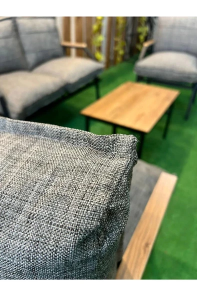 UFUK HOME Linda 2+1+1 Sehpalı Gri Koltuk Takımı, Balkon Mobilyası - 3