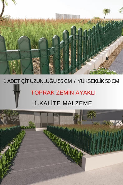Dekoratif Plastik Bahçe ve Peyzaj Çiti 1 ADET ÇİT (Y: 50 CM / G: 55 CM) TOPRAK AYAKLI - 4