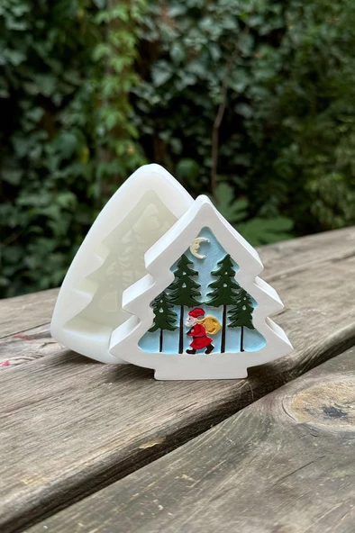 2D Çam Noel Ağacı Desenli Silikon Mum Kalıbı - Resim 4