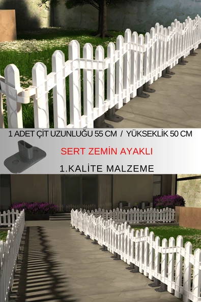 Dekoratif Plastik Alan Oluşturma ve Bahçe Çiti 1 ADET ÇİT (Y: 50 CM / G: 55 CM) SERT ZEMİN AYAKLI - 2