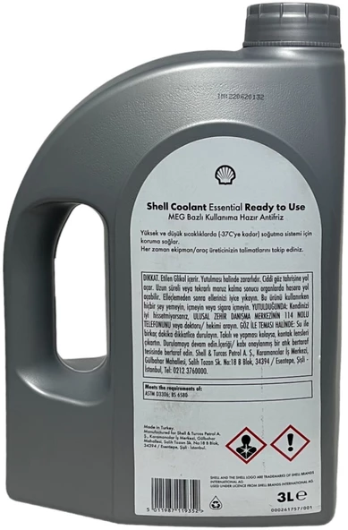 Shell Coolant Essential 4 Mevsimlik Mavi Antifriz 3 Litre - 3