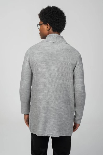 Erkek Regular Fit Düğmeli Cepli Örme Uzun Triko Hırka - 9