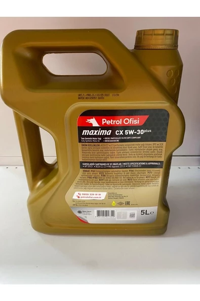 PETROL OFİSİ CX 5W-30 5 LT C3 MOTOR YAĞI ÜRETİM TARİHİ 2023 - 2
