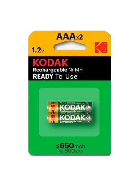 Kodak Ince Şarj Edilebilir Aaa 650 Mah 2 Li 1 Paket Kumanda Pili Şarjlı Ni-Mh 1 Paket Doldurulabilir Pil