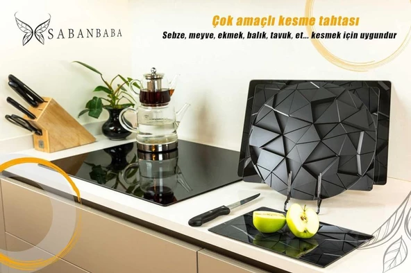 CAM KESME TAHTASI SİYAH ÜÇGENLER ÇAP 32 CM - Resim 3