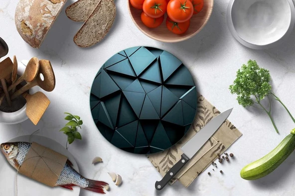 CAM KESME TAHTASI SİYAH ÜÇGENLER ÇAP 32 CM - Resim 2