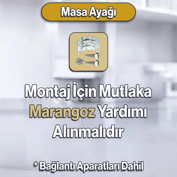 4 Adet Lukens Masa Dresuar Ayağı 75 cm Plastik Beyaz Ayak Mutfak Yemek Masası Mobilya Ayakları - 3
