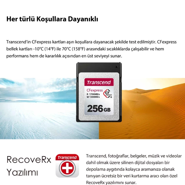 Transcend TS256GCFE820 256GB CFExpress Hafıza Kartı - 6
