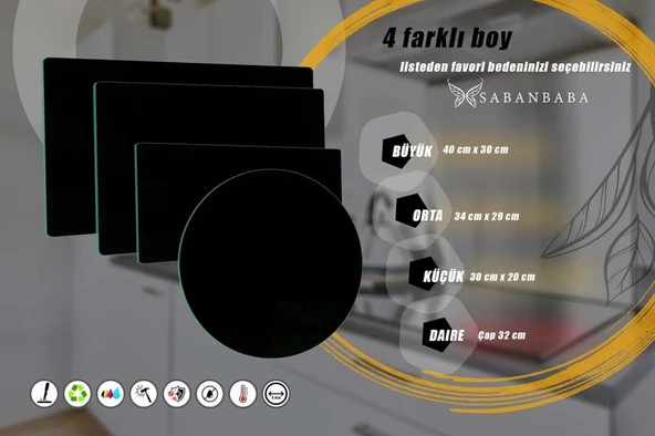 CAM KESME TAHTASI DÜZ SİYAH ÇAP 32 CM - Resim 3