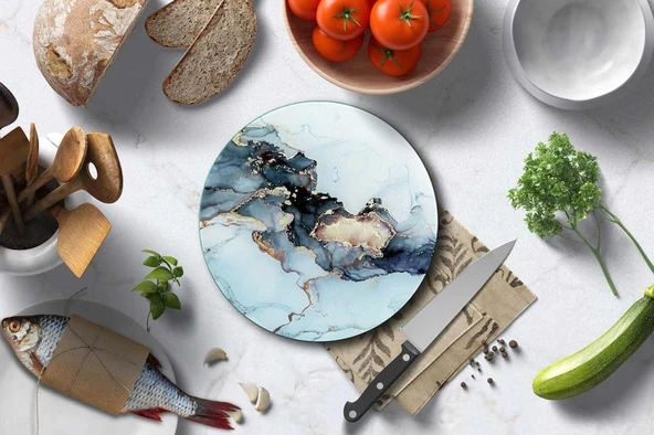 CAM KESME TAHTASI SİYAH YALDIZLI MERMER ÇAP 32 CM ürün görseli