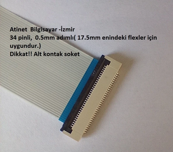 34 Pin 0.5 Adımlı Flex Soketi. Flex Ffc Konnektörü 34-0.5-Alt - 2