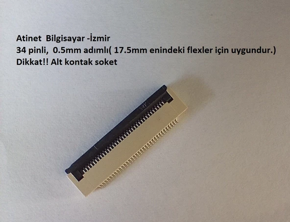 34 Pin 0.5 Adımlı Flex Soketi. Flex Ffc Konnektörü 34-0.5-Alt