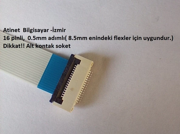 16Pin 0.5 Adımlı Flex Soketi. Flex Ffc Konnektörü 16-0.5-Alt - 2