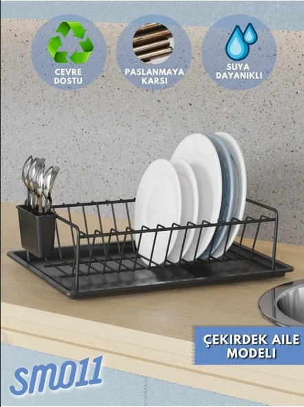Karen Banyo Tek Katlı Tepsili Bulaşıklık, Bulaşık Sepeti Sİyah SM011-B - 2