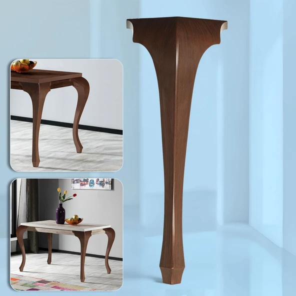 4 Adet Lukens Masa Dresuar Ayağı 75 cm Plastik Ahşap Mutfak Yemek Masası Mobilya Ayakları Kahverengi - Resim 7