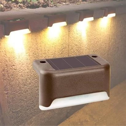 BUFFER® Solar Güneş Enerjili Şarj Edilen Köşebent Merdiven Veranda Bahçe Yolu Led Lamba Işık 4 Adet - 3