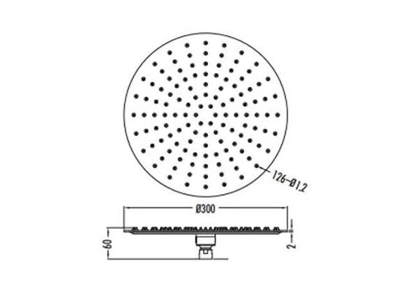 Creavit SH3000 Paslanmaz Tepe Duş Başlığı Yuvarlak 300 mm - 2