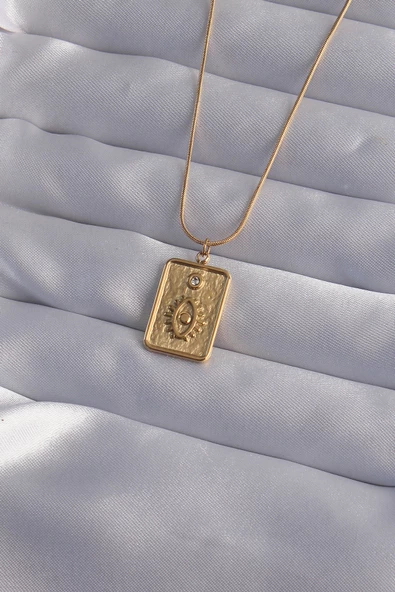 Marydien 316L Çelik Zincir Gold Renk Zirkon Taşlı Göz Figür Tarot Kolye