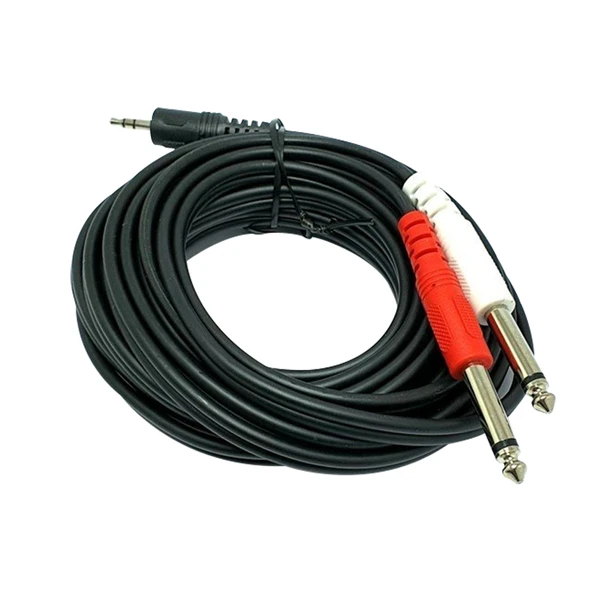 Powermaster PM-13934 3.5 Mm Stereo Erkek - 2X6.3 Mm Mono Erkek Ses Kablosu (5 Metre)