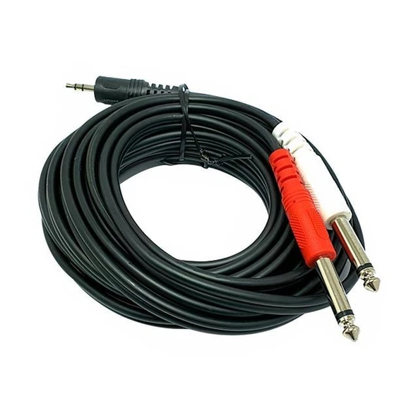 Powermaster PM-13934 3.5 Mm Stereo Erkek - 2X6.3 Mm Mono Erkek Ses Kablosu (5 Metre) - 5