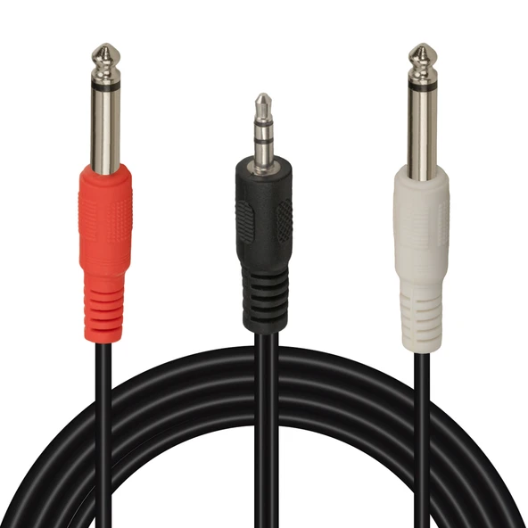 Powermaster PM-13934 3.5 Mm Stereo Erkek - 2X6.3 Mm Mono Erkek Ses Kablosu (5 Metre) - 2