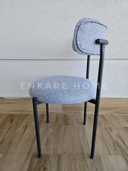 Enkare Gri Elisa Sandalye, Teddy Bukle Kumaş - 2