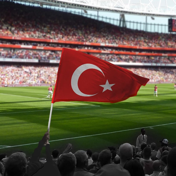 Sopalı Türk Bayrağı 70x105 Yüksek Kalite Çift Tarafllı Fabrikasyon Baskı Alpaka kumaş