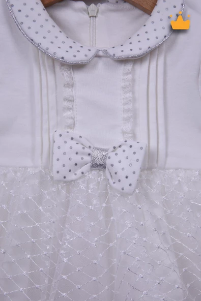 Babyhola %100 Pamuk Kız Bebek Bayramlık Fiyonk Detaylı Elbise 2346 - Resim 3