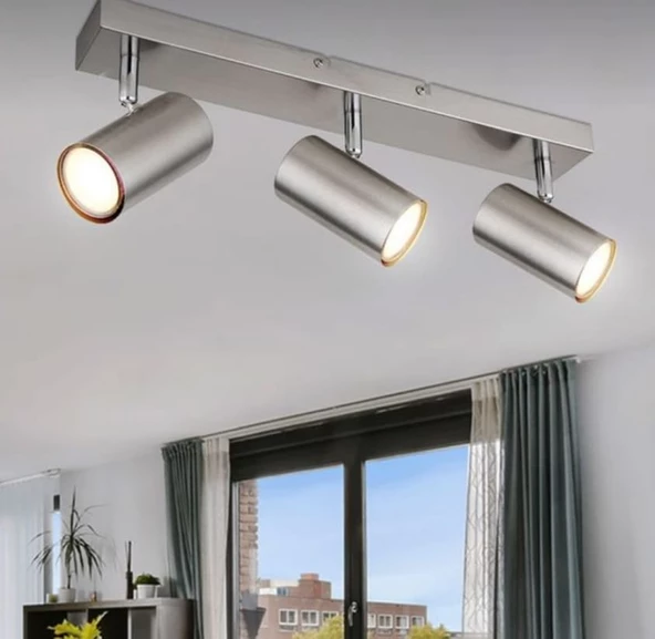 demet habek mylights  60cm  inox metal gövdeli  panasonic gün ışığı led ampullü hareketli spor spot modern led avize