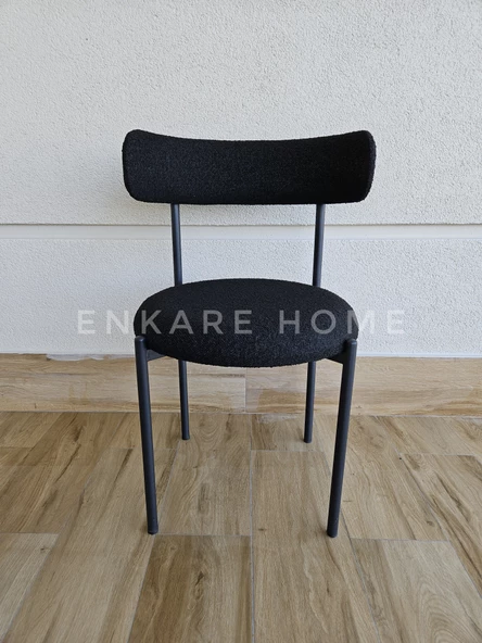 Enkare Siyah Elisa Sandalye, Teddy Bukle Kumaş, Mutfak, Salon Sandalyes, - 2