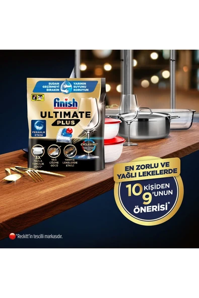 Finish Ultimate Plus Hepsi Bir Arada 60 Kapsül Bulaşık Makinesi Deterjanı Tableti - 7
