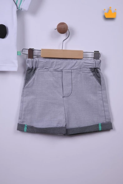 Babyhola %100 Pamuk Erkek Bebek Koala Detaylı Çizgili Şortlu Takım 2548 - 6