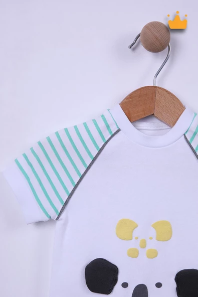 Babyhola %100 Pamuk Erkek Bebek Koala Detaylı Çizgili Şortlu Takım 2548 - 5