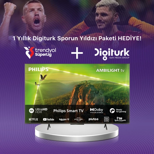 PHILIPS 70PUS8118 4K ULTRA HD 70" 178 EKRAN UYDU ALICILI SMART LED TV + DIGITURK SPORUN YILDIZI PAKETI HEDIYE