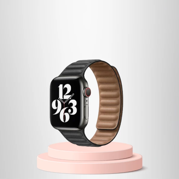 Apple Watch 42/44/45mm Uyumlu İnce Dokuma Mıknatıslı Kordon SİYAH