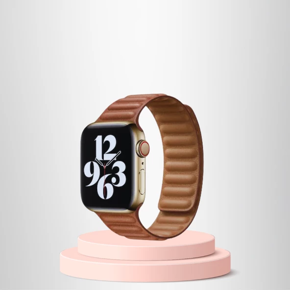 Apple Watch 42/44/45mm Uyumlu İnce Dokuma Mıknatıslı Kordon KAHVERENGİ