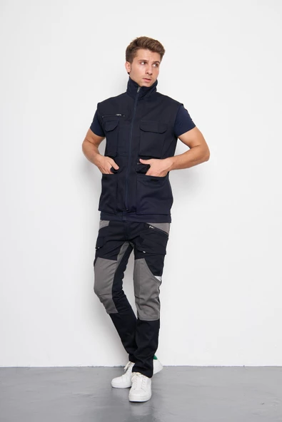 Orange Safety Lacivert Takım Mısır Harman Karışımı Yelek + Pantolon - Resim 2