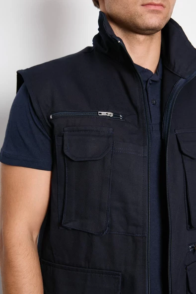 Orange Safety Lacivert Takım Mısır Harman Karışımı Yelek + Pantolon - Resim 7