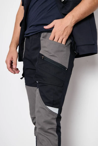 Orange Safety Lacivert Takım Mısır Harman Karışımı Yelek + Pantolon - Resim 5