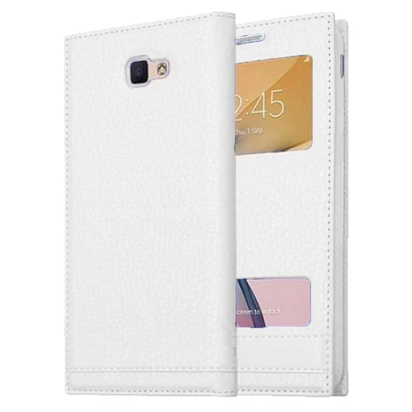 Samsung Galaxy C5 Uyumlu Pencereli Kapaklı Magnum Kılıf - Resim 3