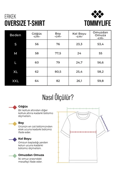 Tommy Life Siyah Pamuklu Kalın Yüzeyi Dokulu Oversize Fit Basic Erkek T-Shirt - 88339 - 6