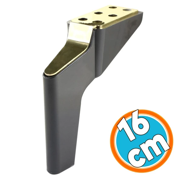 Mobilya Yükseltici Kanepe Sehpa TV Ünitesi Koltuk Ayağı 16 cm Siyah Gold Baza Ayak ürün görseli