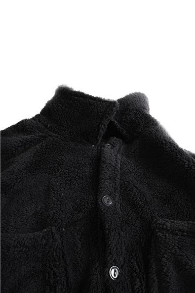 Fiftycolor Unisex Siyah Peluş Ceket - 5