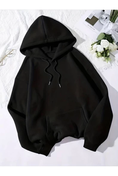 Unisex 2 İplik Şardonlu Kışlık Siyah Eşofman Takım Alt-Üst - 2