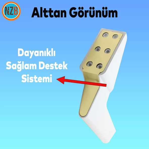 Mobilya Yükseltici Kanepe Sehpa TV Ünitesi Koltuk Ayağı 16 cm Beyaz Gold Baza Ayak - Resim 6