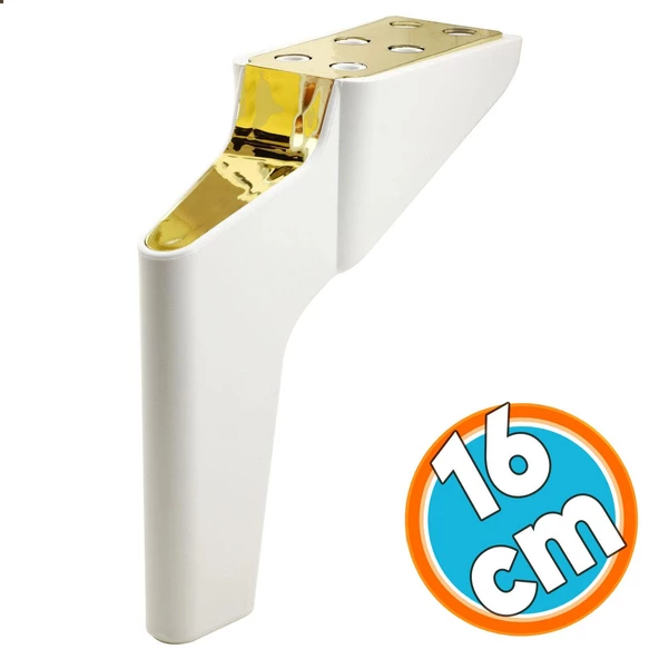 Mobilya Yükseltici Kanepe Sehpa TV Ünitesi Koltuk Ayağı 16 cm Beyaz Gold Baza Ayak ürün görseli