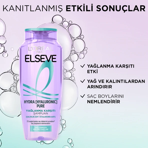 L'Oréal Paris Elseve Hydra [Hyaluronic] Pure Salisilik Asit İçeren Yağlanma Karşıtı Arındırıcı Şampuan 300 ml - 4